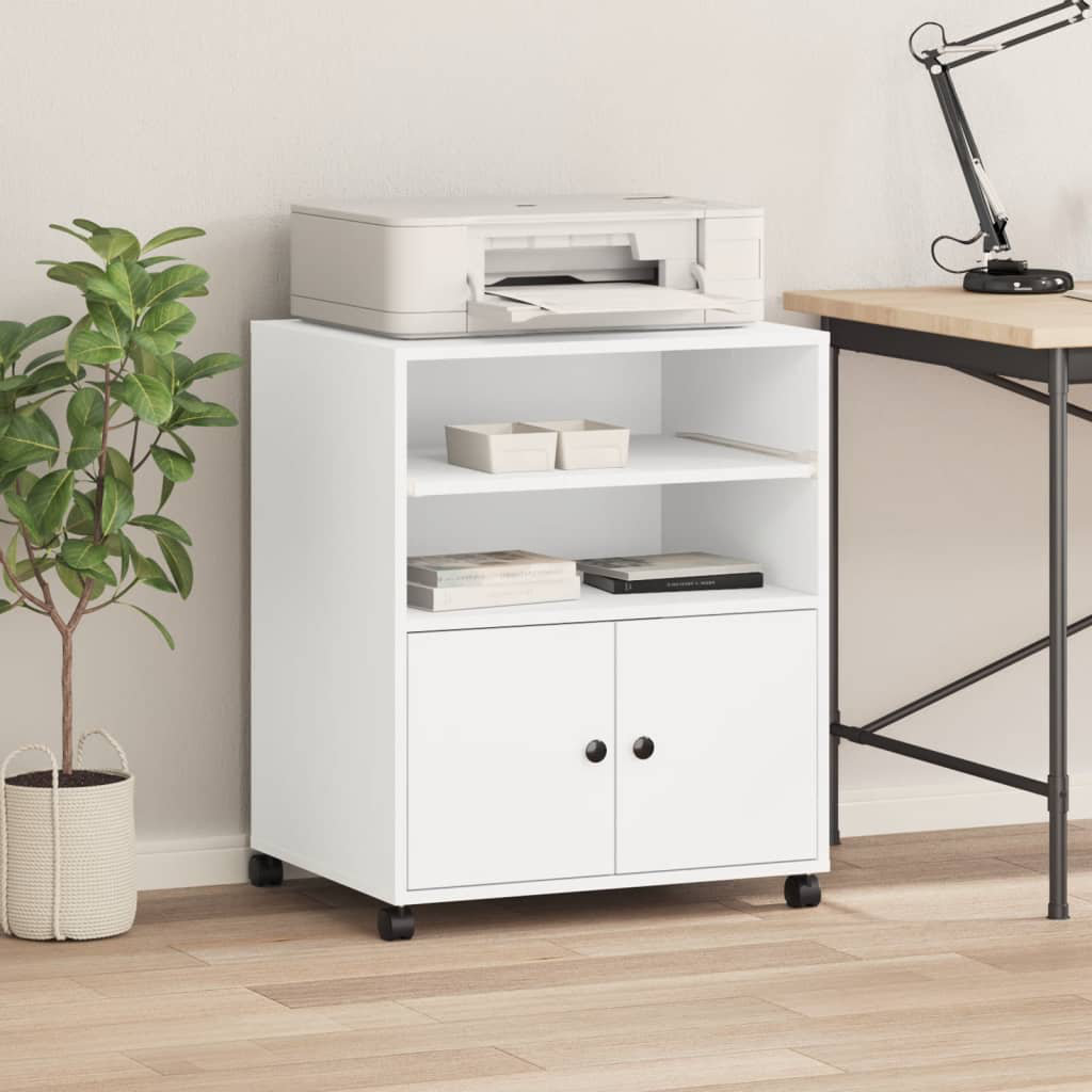 vidaXL 74cm H x 60cm W Printer Stand White 74cm H X 60cm W X 48cm D